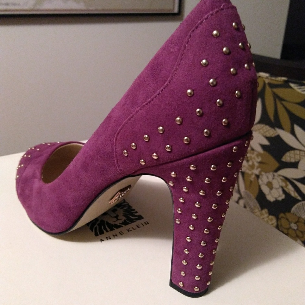 AK Anne Klein Qadira Suede Pumps with Studs, Wine